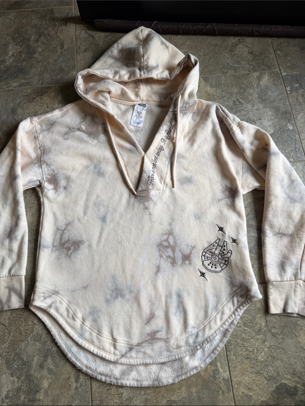 Star Wars Women's Cream Tie-Dye Hooded w/Embroiders characters front/back